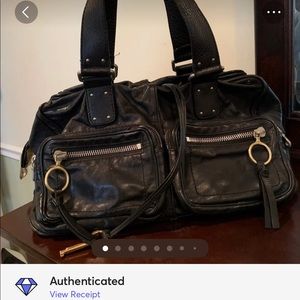 AUTH Chloe Black Leather Shoulder Bag Satchel